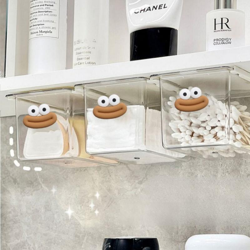 Hộp Đựng Đồ Ngăn Kéo Miệng Rộng Dưới Tủ, Hộc Bàn, Hộp Đựng Bông Tẩy Trang Trong Suốt Tiện Lợi