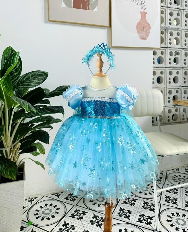 Product Introduction of Váy Elsa công chúa cho bé gái nhà Linh Đan kids - 2 màu (Xanh/Hồng) - Có choàng sau lưng Và tặng kèm cài tóc 7