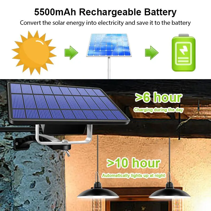 Solar Powered Outdoor LED Light, 1 Count Waterproof Double Head Solar Hanging Light, Fashionable Landscape Solar Light for Outdoor Decoration 5