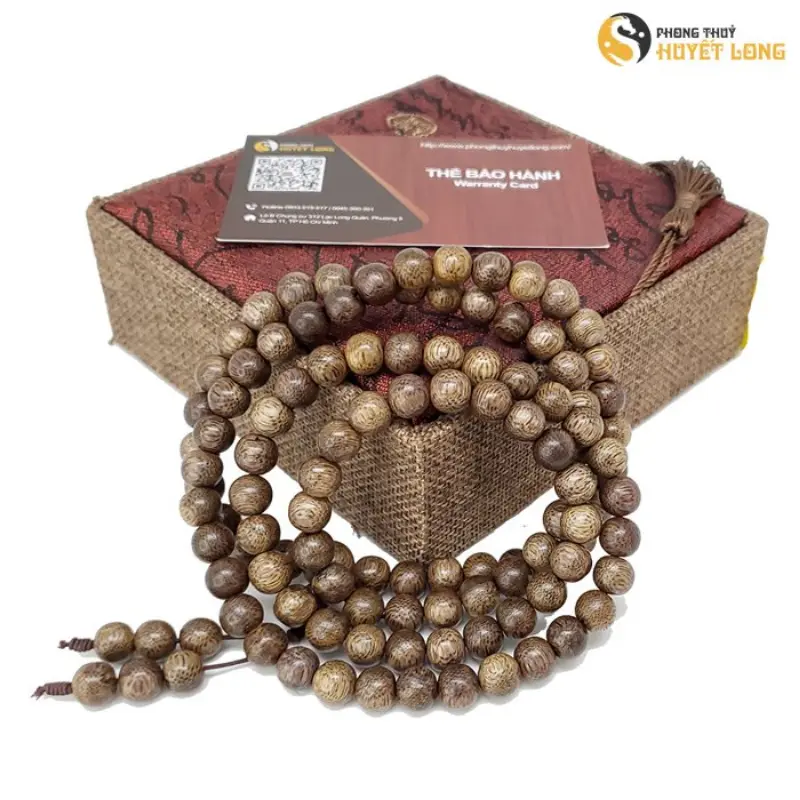 {TT89}   Chuỗi Trầm Hương Tốc Rừng 108 Hạt Tự Nhiên, Vòng Tay Trầm Hương 108 Hạt Phong Thủy Tài Lộc, May Mắn, Bình An, Sản Phẩm Chính Hãng Có Thẻ Bảo Hành 0