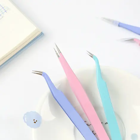 BISA COD 5841 Pinset Bengkok & Lurus / Macaron Tweezers Penjepit Stiker Multifungsi 4