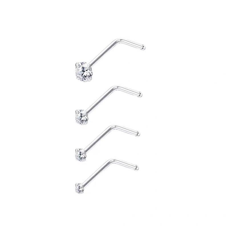 Khuyên cánh mũi nostril titan đính đá 1.5, 2, 2.5, 3mm ,thân L, Cong, Thẳng 6
