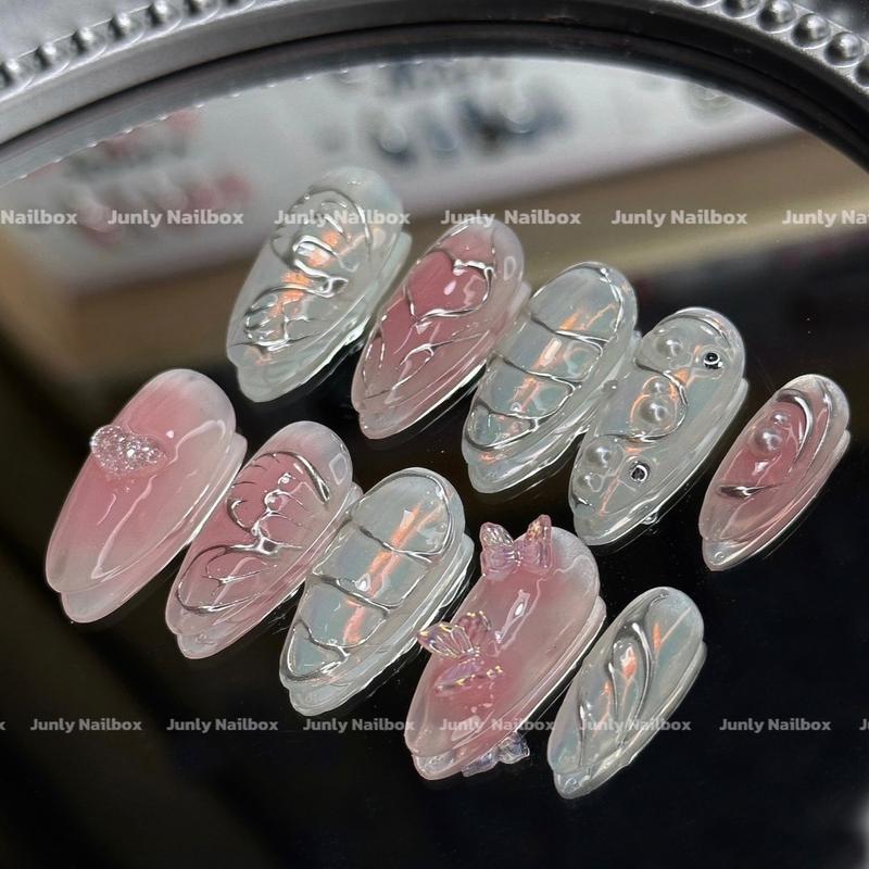 Mã 96 JUNLY Nailbox Thiết Kế Trái Tim Hồng Cô Dâu - Bộ Kit 10 Nail Keo Mini Dán Nail Chuyên Dụng Dũa Mini Giấy Lau Cây Tăm Gỡ Nail - Women Làm Nail