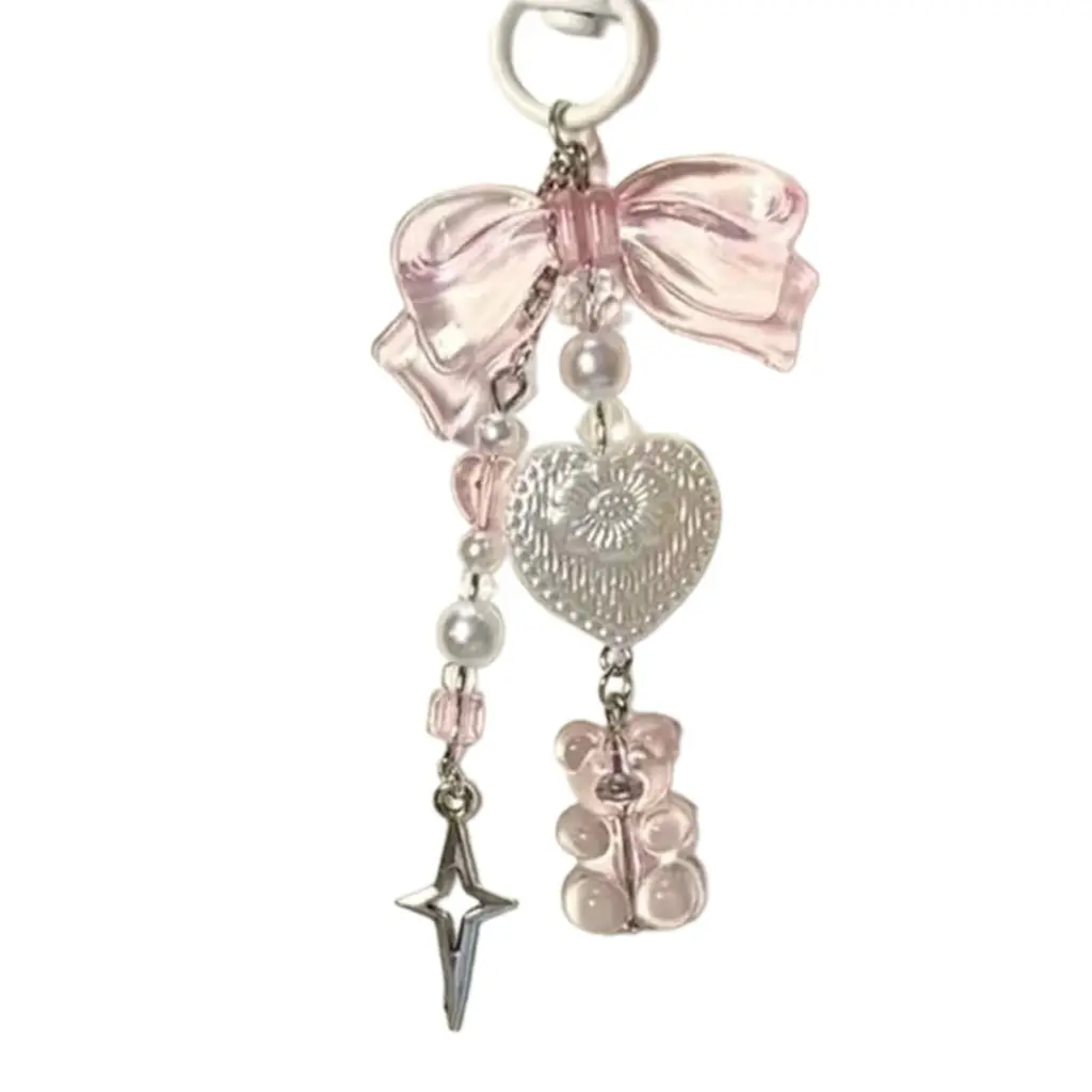 Bear Wing Headphone Hanging Pendant Sweet Phone Strap Bag Decoration Portable Hanging Lanyard for Girls Women