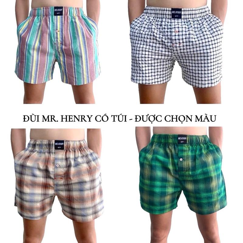 Quần Đùi Mặc Nhà cho Nam Mr. Henry Có Túi chất vải Kate Cotton thoáng mát, mềm mại, thấm hút mồ hôi tốt mặc ngủ, mặc nhà Menswear Sọc