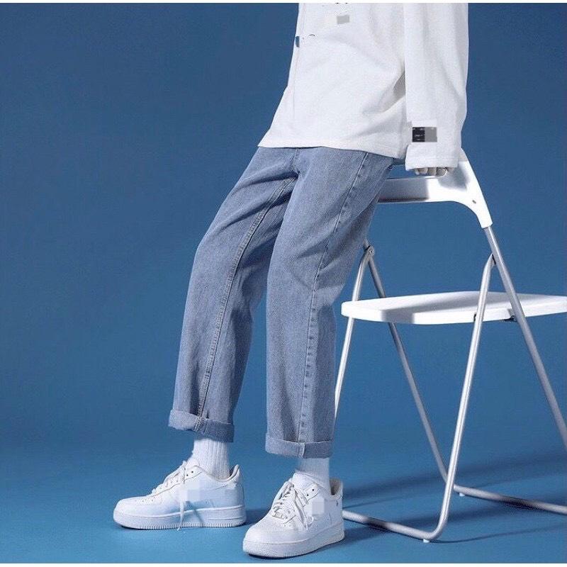 Quần Jeans Nam Basic Unisex ,Form Baggy ,Chất Bò Không Giãn , Dày Dặn , Mềm ,Thời Trang Hot 1