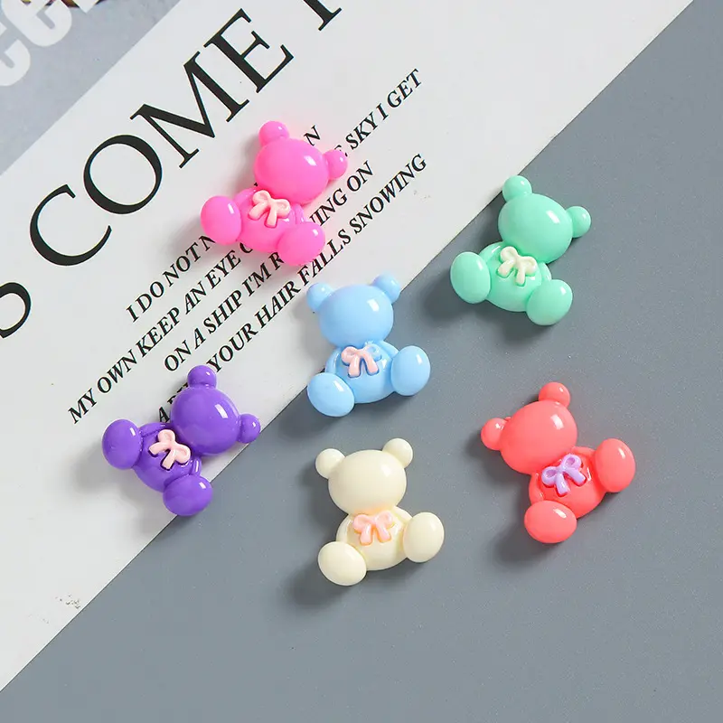 DIY handmade Cartoon teddy bear shiny bow resin accessories handmade DIY material package cream glue phone case hair clip accessories