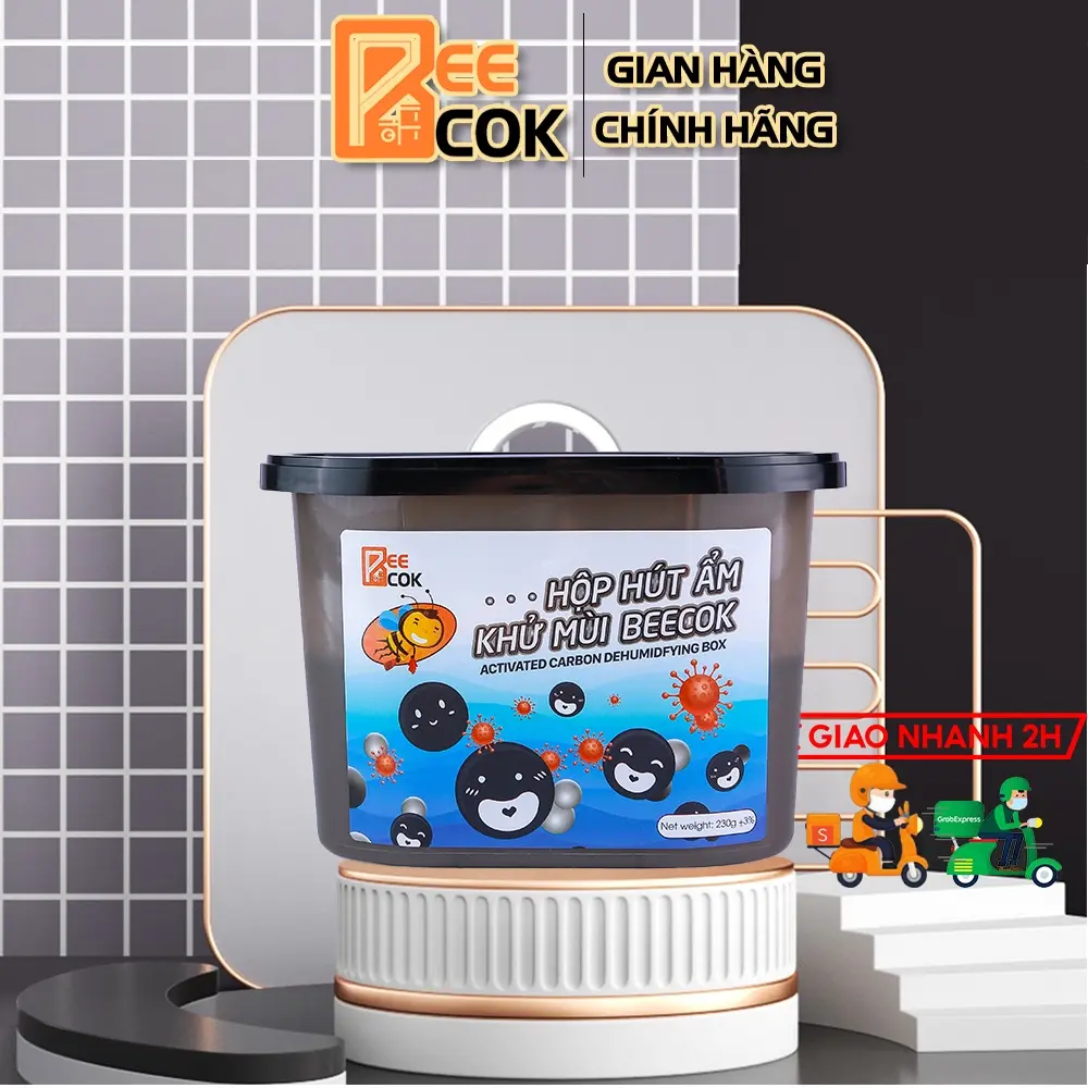 Hộp hút ẩm khử mùi Beecok chống ẩm mốc cho tủ quần áo, tủ giày 230gr