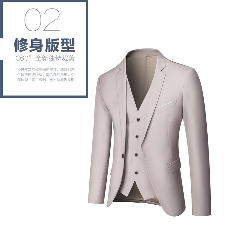 Product Introduction of Men's Sut Slim Fit, 3 Piece Set, Korean Style Wedding Groom Blazer & Pants, Business Formal Office Wear, Prom Party Dinner Jacket, Free Shipping 4