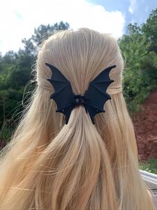 Pinza para Cabello Diseñada como Murciélago - Accesorios para el Cabello Punk Gótico para Mujeres y Niñas | Sujeta Cola de Caballo Antideslizante para Halloween y Fiestas (Valentín, Año Nuevo, Regalos para Chimenea)