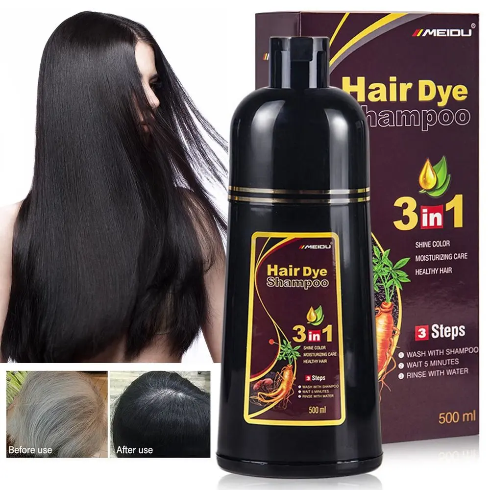 3 In 1 Instant Coloring Shampoo Natural Black Color for Men Women Hair Dye Herbal Brown Purple Hair Dye Hair Dye Shampoo New Haircare