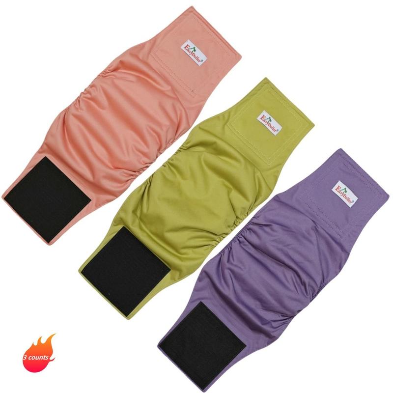 Reusable Dog Cloth Diaper, 3 Counts/set Washable Cloth Pet Belly Wrap, Puppy Dog Underwear, Eco-friendly Pet Care Diapers 0