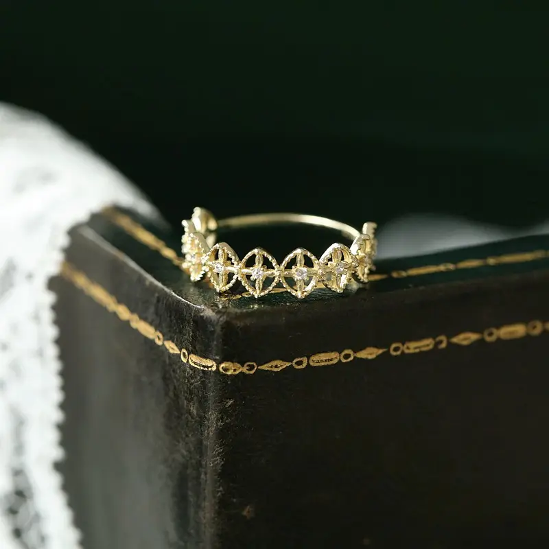 Cincin kerawang renda Prancis, kepribadian modis yang penuh dengan temperamen berlian yang cocok dengan desain cincin yang dapat disesuaikan 2