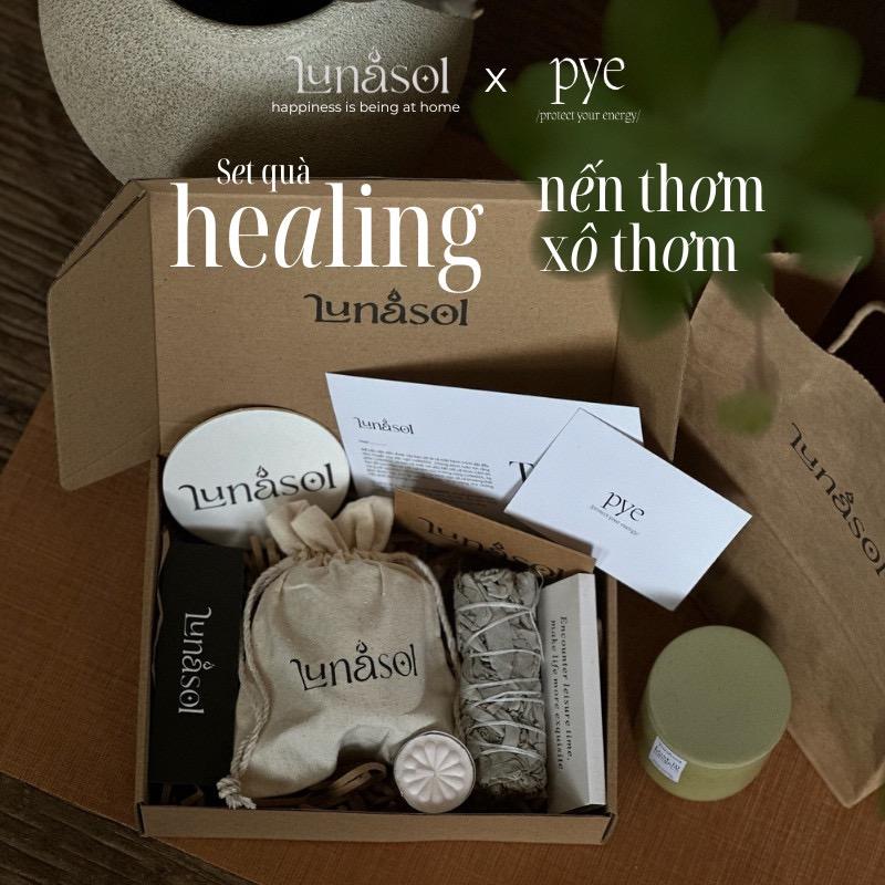   Set quà tặng chữa lành  Nến Thơm Lunasol - Xô Thơm - Gỗ Palo Santo Pyesoul - Tặng 1 Câu Hỏi Tarot 