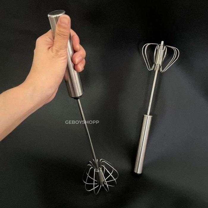 Gambar DNG Kocokan Telur Putar Otomatis 100% Stainless Steel Anti Karat - L (33cm) dari Geboyshopp_NEW Kota Administrasi Jakarta Barat Tokopedia