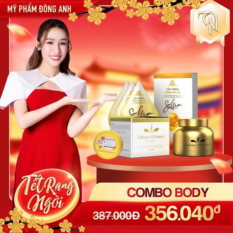 Hết Chương Trình Tặng Phiếu ) COMBO DƯỠNG DA BODY ( Kem Body , Kích , Tắm ) Collagen X3 , MỸ PHẨM ĐÔNG ANH Dưỡng Body Làm Đẹp Da
