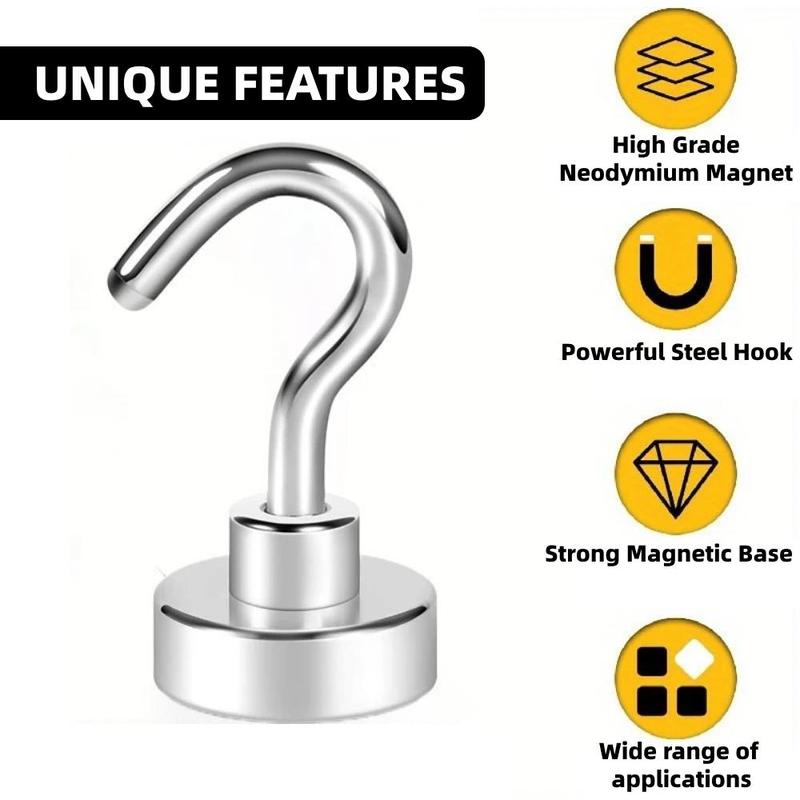 Strong Neodymium Magnetic Hook, Circular Magnet Hook for Kitchen, Garage, BBQ Tools, Indoor/outdoor Use 4