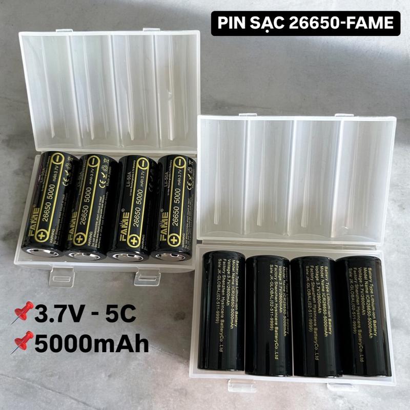 Cell Pin Lẻ sạc Li-ion FAME SD 26650 3.7V 5000mAh, pin sạc cho sạc dự phòng, đèn pin siêu sáng... dòng xả cao