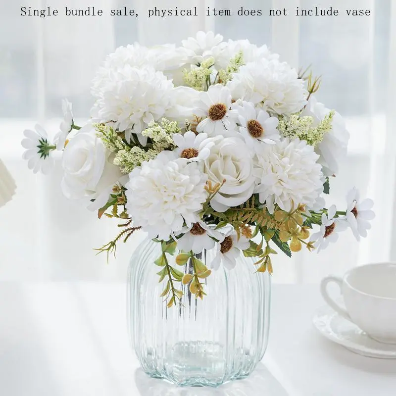 Artificial Flower Bouquet for Home Decor, Faux Rose & Peony Bouquet, Decorative Dahlia Flowers For Home And Wedding Party, Room Decor, Peonies Bouquet, Roses Bouquet, Eternal Flower Bouquet, Flower Design 8