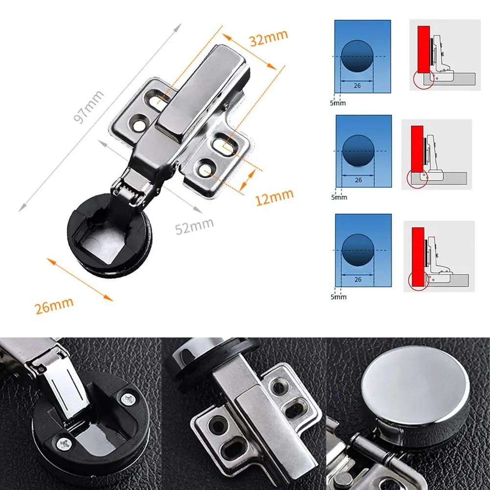 Mini Round Head Glass Hinge Damping Hydraulic Buffer Glass Furniture Hinge Wine