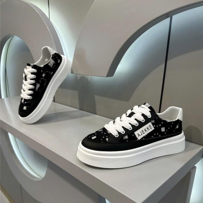 Giày Sneakers Nam, Thể Thao Nam Nữ  ️Đế Độn 4CM Vải Kaki Rách Đính Kim sa Lấp Lánh Cá Tính Đế Cao Su Non Lót Rời Êm MK-18 Đế Bằng, giay Chống Trơn Shoes