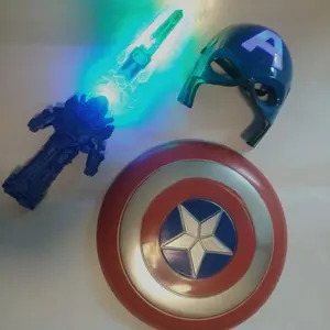 paket tameng pedang topeng superhero captain america led lampu suara