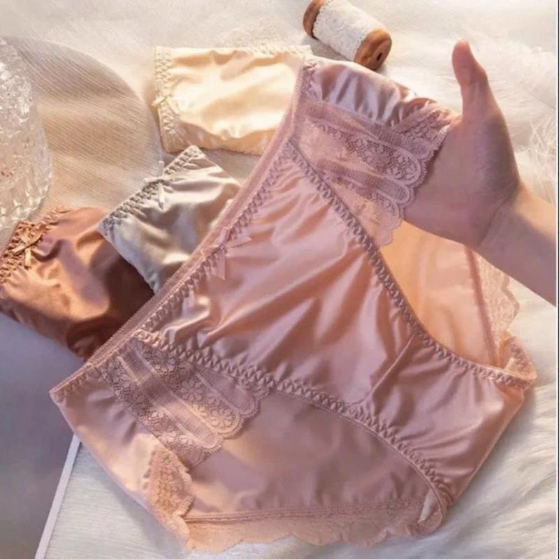 V153_ Sets 5 quần Lót nữ Su lụa Sattin pha ren mềm mại cao cấp