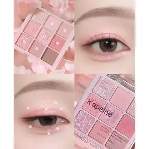 Kobeue Eyeshadow Palette Sakura 9 Warna Pigmented Glitter Matte Original Korean Eyeshadow Palet Fashion Makeup Pallet All In One Highliter Blush On Glitter supermall886 Portabel & Nyaman Digunakan - Box