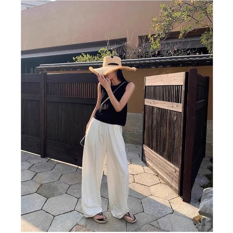 Product Introduction of Spring New Simple Casual Women's High Waist Wide Leg Pants 250324 5