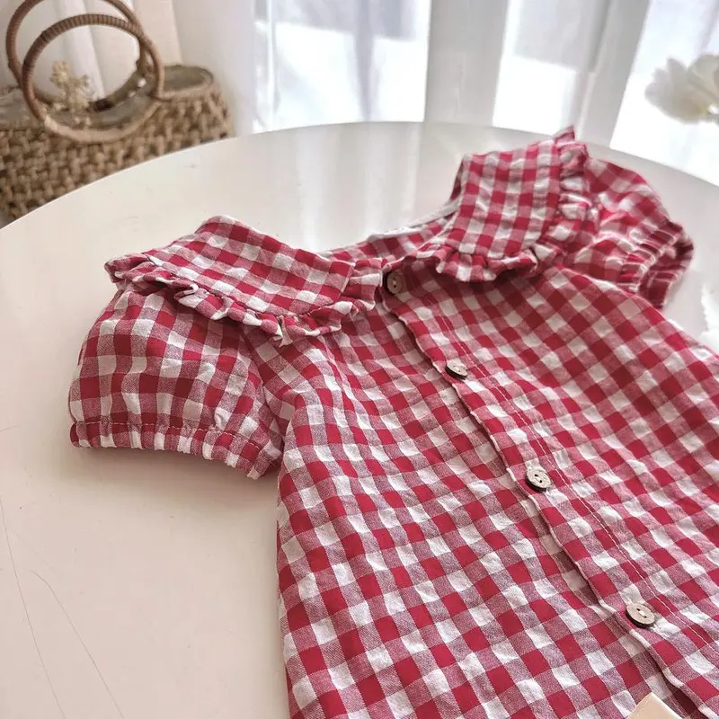 [Pinkids] [8-26kg] [1-6 tuổi] Váy Bé Gái Cổ Sen Dáng A Đuôi Cá Caro đỏ Cổ Nhọn Xinh Yêu Cho Bé Mặc Đi Học, Đi Chơi,.... 3