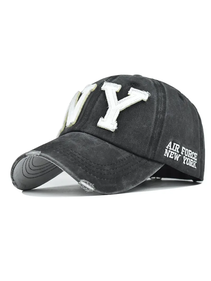 Product Introduction of Unisex Retro Distressed Embroidered Baseball Cap, Fashionable 3D Lettering Casual Style Duckbill Hat, for Hiking and Cycling, for Men and Women 0