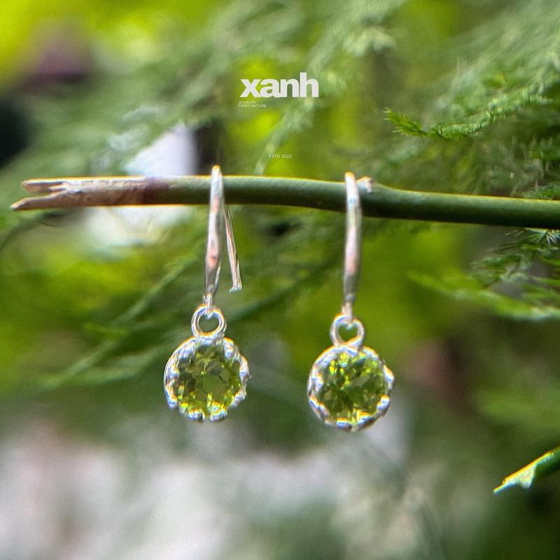 Khuyên tai móc hoa Tử Đằng đá đa sắc thiên nhiên Topaz Citrine Garnet Amethyst Peridot ngũ hành 5 mệnh phong thủy may mắn lấp lánh xinh đẹp - Xanh Jewelry Voi Hoa đá garnet đỏ Voan 4