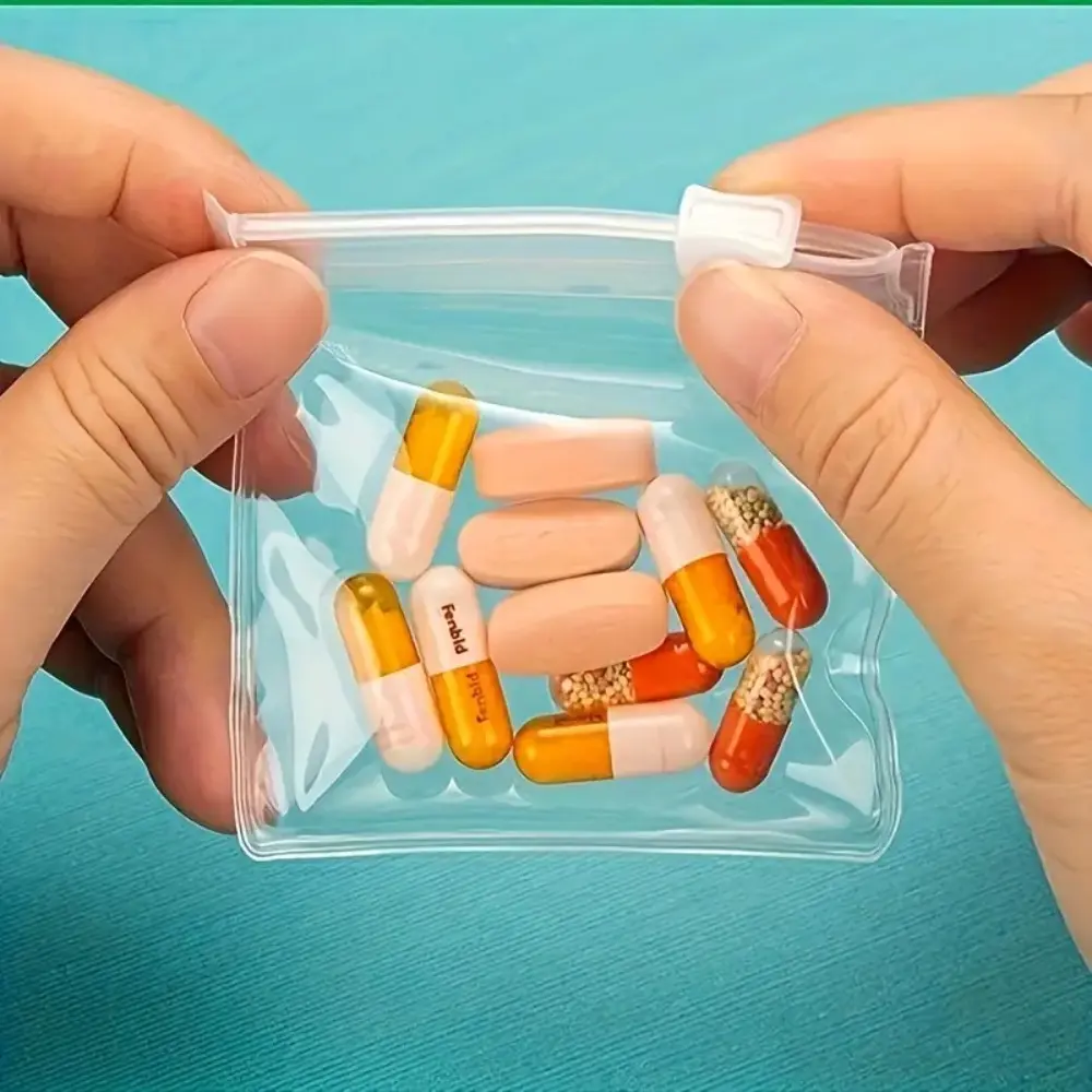10pcs Jewelry Bag Clear Pill Pouch Reusable Portable Pill Bags Durable EVA Ring Storage Holder Bag Travel Essentials