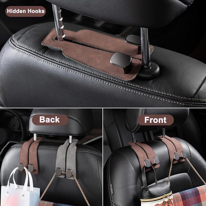 Product Introduction of Car Headrest Hook, 1 Count Car Seat Back Headrest Storage Hook, Leather Car Hook, Useful Hook for Cars, Car Interior Accessories 6