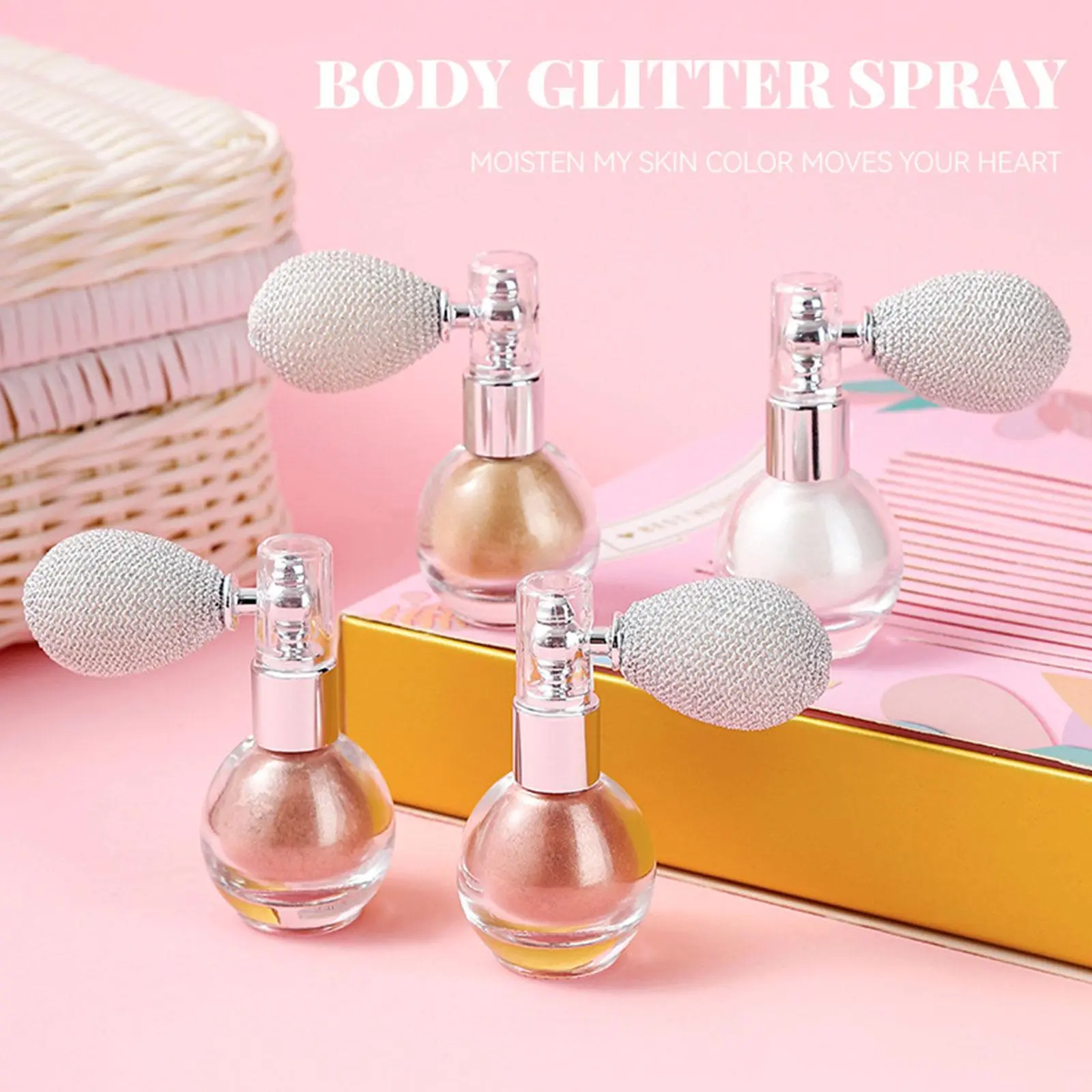 Xịt Phấn Bắt Sáng, Thời Trang, Bột Lấp Lánh Có Độ Bóng Cao, Xịt Phấn Lấp Lánh, Để Trang Điểm, Thích Hợp Cho Mặt Và Cơ Thể, Hiệu Ứng ánh
