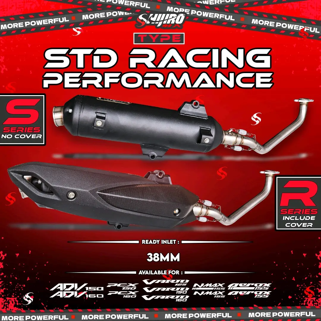 KNALPOT STANDAR RACING SHIJIRO TYPE PERFORMANCE FOR N-MAX AEROX VARIO PCX ADV N-MAX TURBO LEXY AEROX TURBO