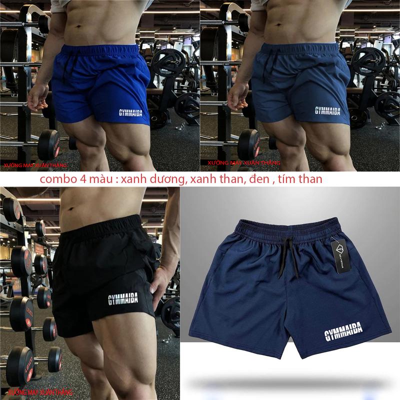 COMBO 4-5 QUẦN ĐÙI NGẮN THỂ THAO. CHẤT THUN MÈ THOÁNG MÁT, CO GIÃN 4 CHIỀU . MẪU GYMMAIBA 3