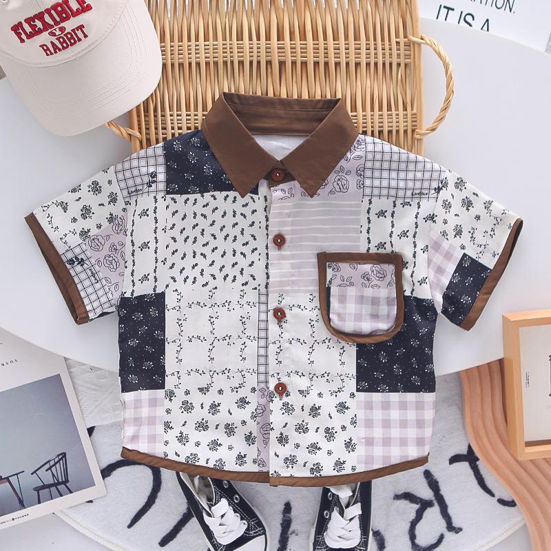 Product Introduction of New Style Boys' Summer Fashion Full Print Floral Shirt Short Sleeve Three-Piece Set Trendy 2025 Boys' Summer Outfit 6