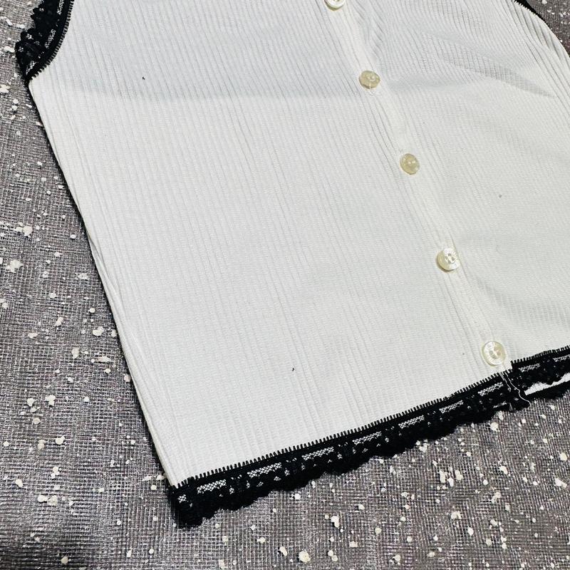 Áo thun yếm nữ crotop cài nút phối dây ren Women Croptop, Dáng Ngắn 3