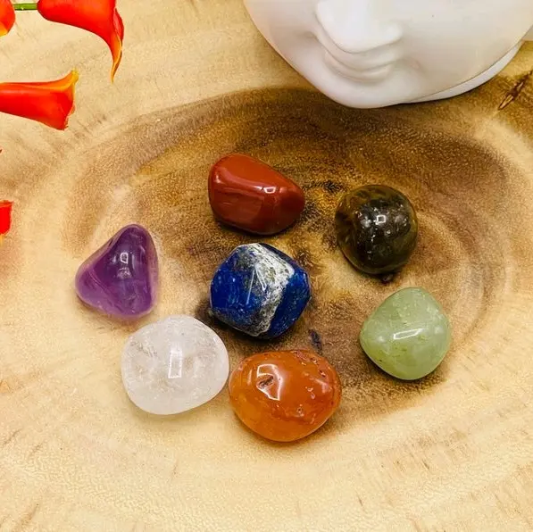 Set Túi đá 7 Chakra- Gemstone Crystal Reiki- Đá năng lượng phong thủy Hapi Gems cls  đá