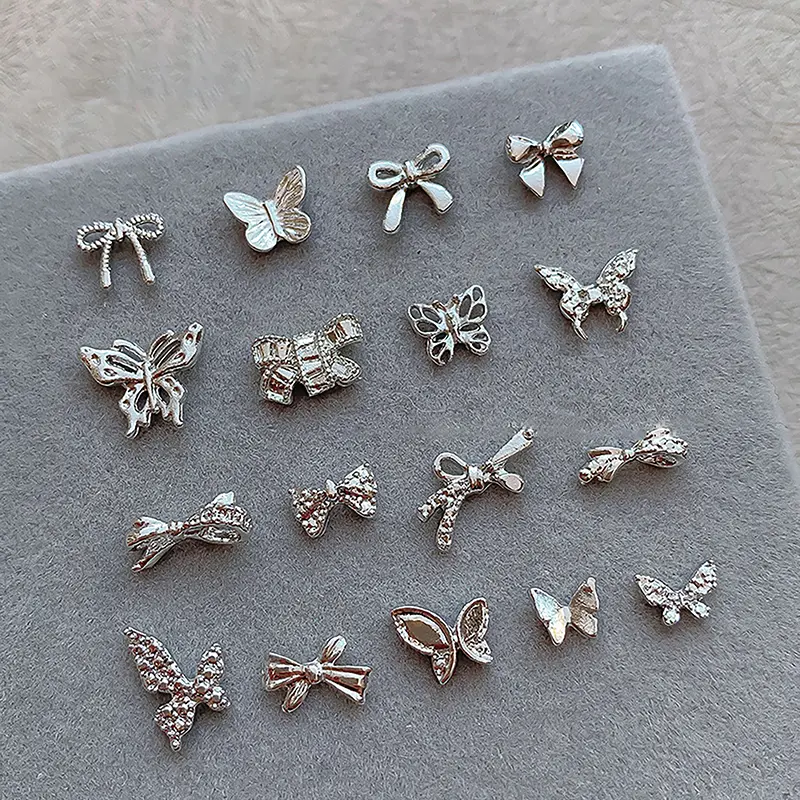 10Pcs Nail Art Charm Shiny Nail Decoration Glitter Nail Manicure Accessories Bowknot Butterfly Nail Art Decorations Parts