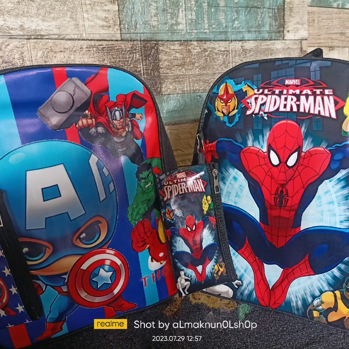 tas anak sekolah SD laki-laki karakter marvel