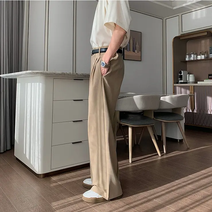 Quần Âu Nam Cạp Liền Bản Đặc Biệt Quần Suông Ống Rộng Phong Cách Hàn Quốc Chất Liêu Chống Nhăn QA-V3 2