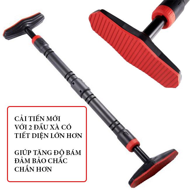 Thanh tập xà đơn gắn cửa cao cấp mẫu mới có chốt chống xoay, làm bằng thép phun sơn chống gỉ, có nivo cân bằng