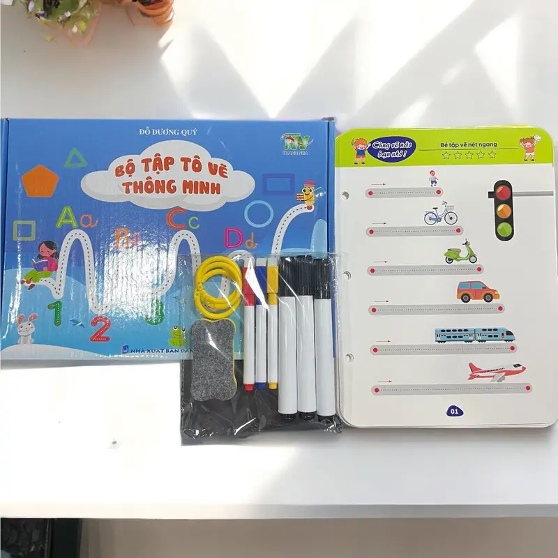 Sách - Bộ tập tô vẽ thông minh xóa được 64 trang kèm bút dạ - Đồ chơi Giáo Dục cho bé từ 1-5 tuổi Thanh Nga 5