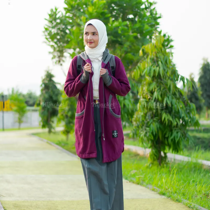 HIJACKET ELEKTRA - Jaket Muslimah Syar'i Panjang - OOTD Hijabers - Jaket Anak Sekolah SMA - Korean Style | Hoodie Muslimah Panjang Basic 2