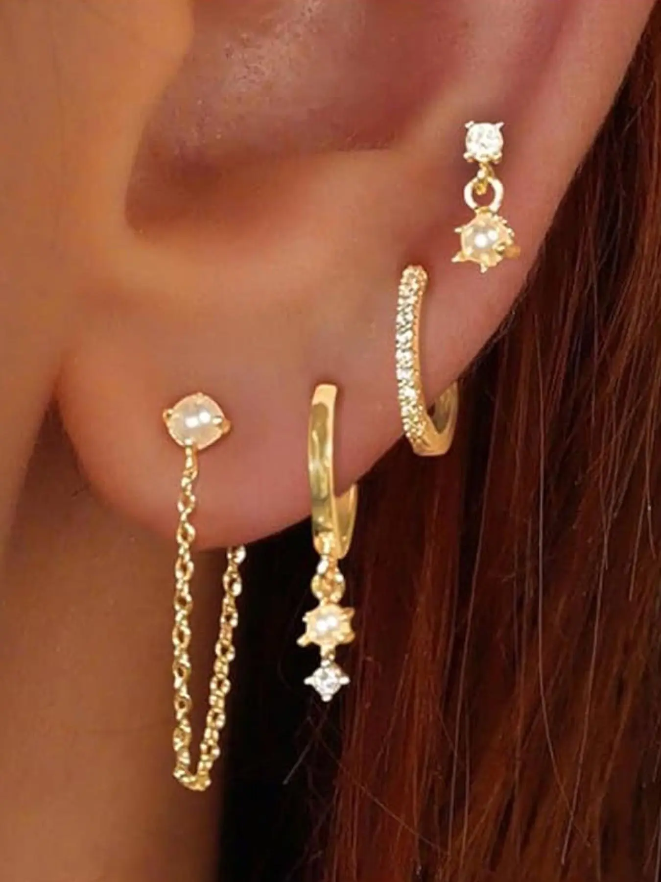 Fashionable Elegant Earrings, Stylish Earrings, Gold Nugget Earrings, Trendy Cute Earring Sets for Multiple Piercings, Fashion Jewelry for Women, Pretty Studs
