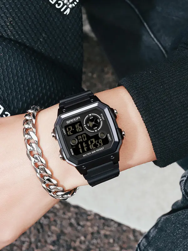 Men's Fashionable Digital Watch, Casual Sporty Digital Watch, Trendy Multifunctional Watch for Daily Life 3