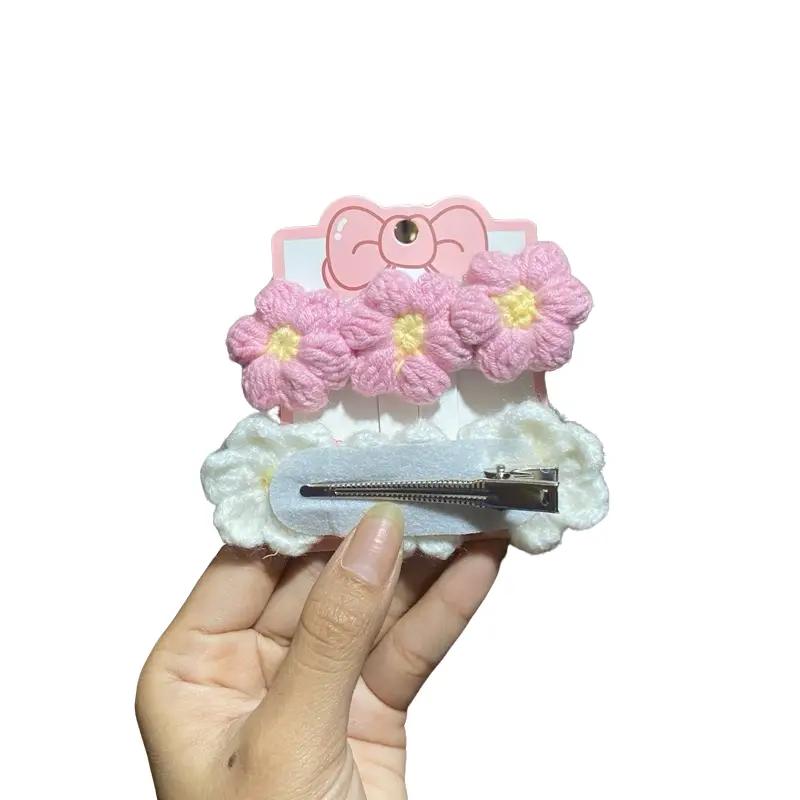 Set Kẹp tóc len hoa hồng (hoa trắng) 0