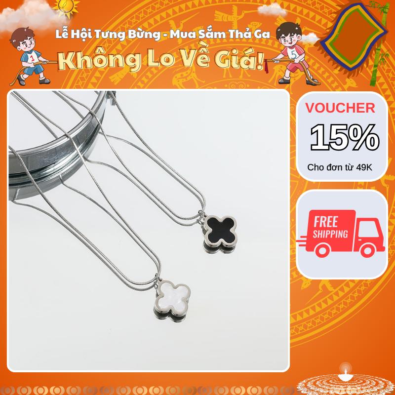 [Mua Là Thích, Không Thích Hoàn Tiền] Vòng cổ nam nữ chất liệu titan chống han gỉ thiết kế hình cỏ 4 lá mặt đá thời trang Kuu Clothes phong cách hàn quốc - Vòng Cổ dây chuyền Mala Trang Sức Jewelry Chain